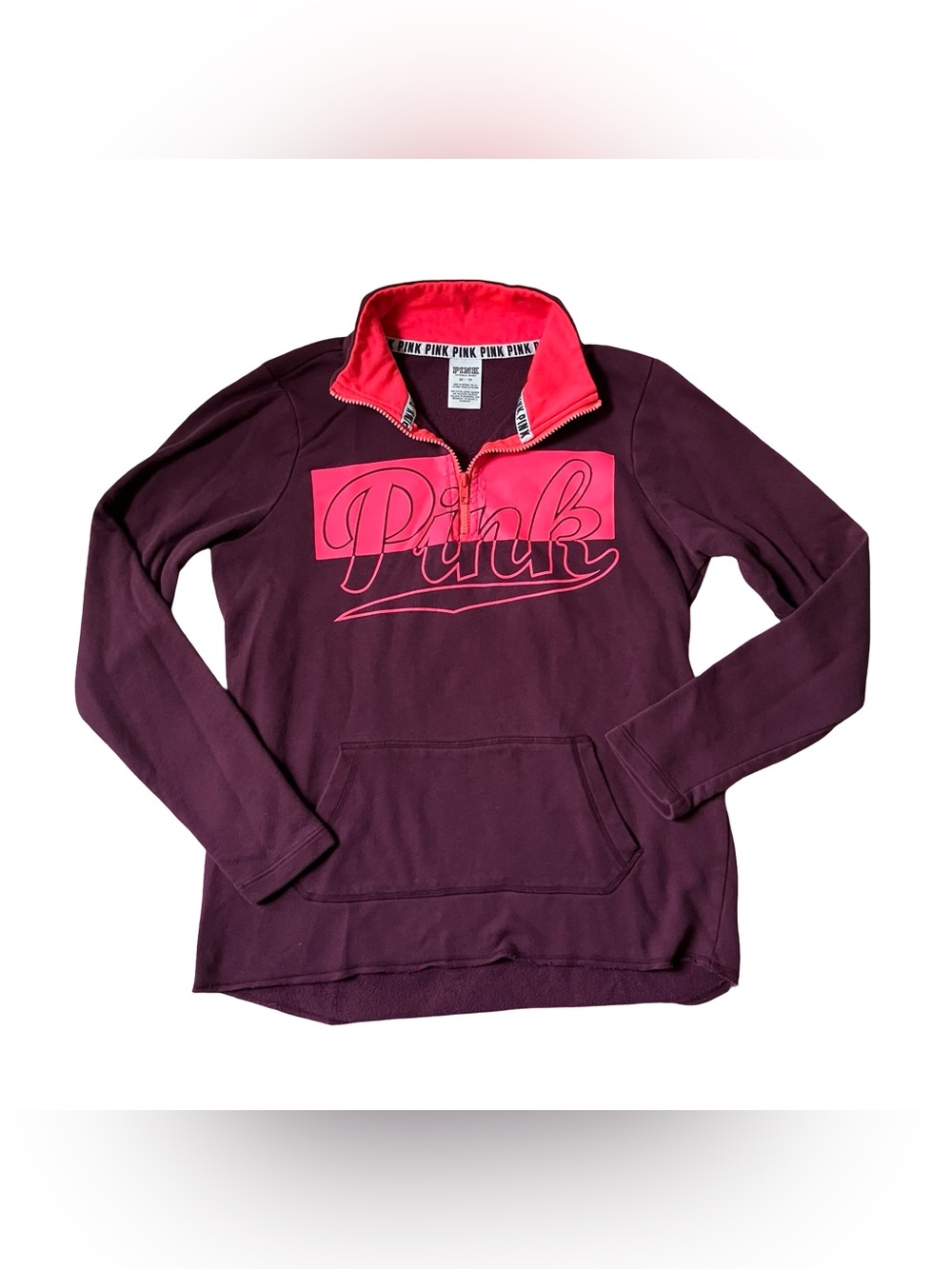 Victorias Secret PINK Womens Sz XS Quarter Zip Pullover Sweatshirt Collared Pink